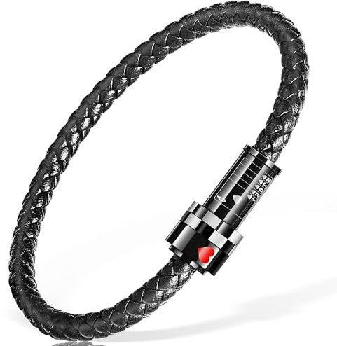 SHIEAGLELD Herren Armband, Handgewebtes Lederarmband für Herren, Personalisiertes Herrenarmband, Armbänder Im Casino-Stil Mit Geschenkbox für Papa, Freund, Geburtstag & Weihnachten