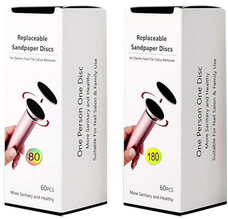 120 pezzi carta vetrata per rimozione calli elettrico lima per piedi, dischi abrasivi professionali per piedi (grana 80+180)