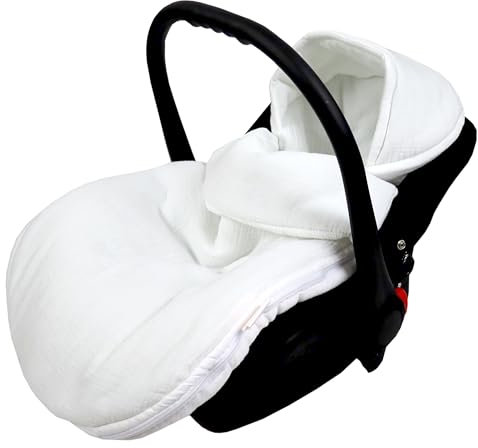 BabyLux Fußsack 90cm für Babyschale, Kinderwagen & Buggy, Minky, ideal für Frühling, Sommer Herbst &, warm & weich Kinderfußsack (Musselin - Weiß)