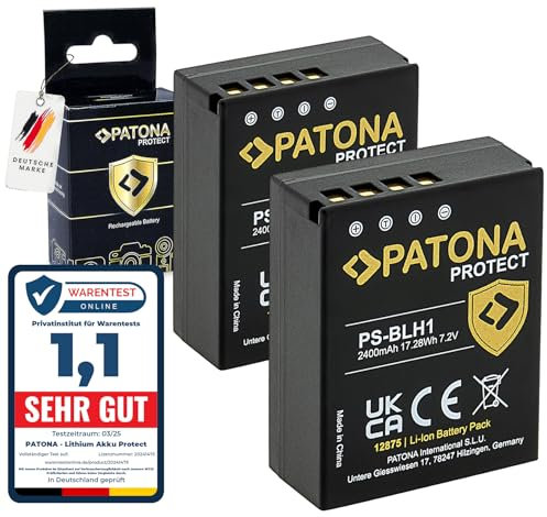 PATONA 2X Protect BLH-1 Akku 2400mAh Ersatzakku kompatibel mit Olympus OM-D OMD EM-1 Mark II EM-1 Mark 2 E-M1X EM1 EM1X BLH1 BL-H1 BL H1 hitzeresistentes V1 Gehäuse, feuerhemmend