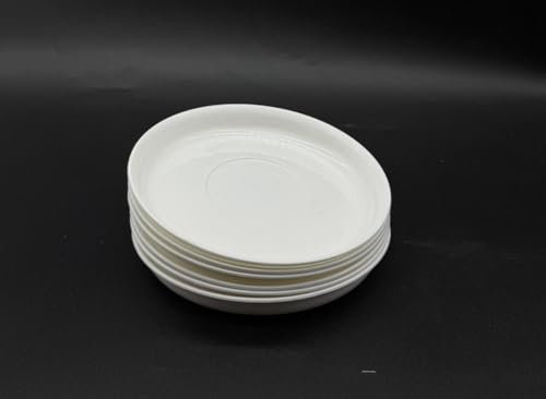 Kimmel Set di 6 piatti da 14 cm, colore bianco, riutilizzabili, in plastica, per feste, per bambini