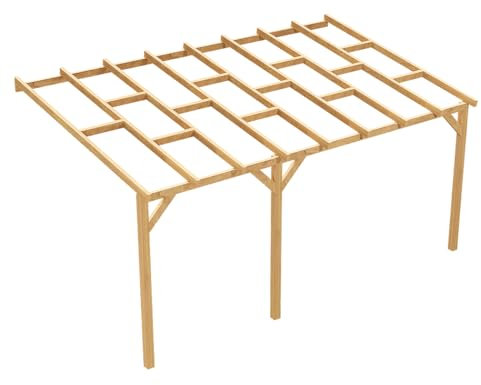 Wood&Play - Carport Überdachung oder Terrassenüberdachung, Einzelcarport aus Holz, Abstellplatz Holz Pavillon, wandseitig - aus langlebigem Kiefernholz - 300x492 cm