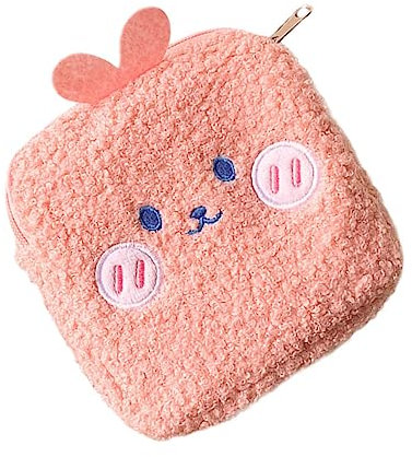 Ipetboom Mini-tasche Für Damenbinden Tampon-tasche Cartoon-mini-tasche Mini-aufbewahrungstasche Menstruations-pad-tasche Glatter Reißverschluss Strapazierfähiger Plüsch Feine