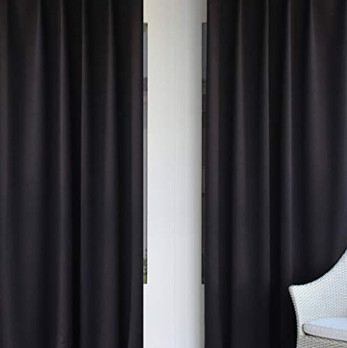 EASYHomefashion Vorhang Verdunkelungsvorhang Verdunkelungs Vorhänge Dekoschal Gardine Blickdicht Blackout SCHWARZ (Größe wählbar), 175 x 290 cm