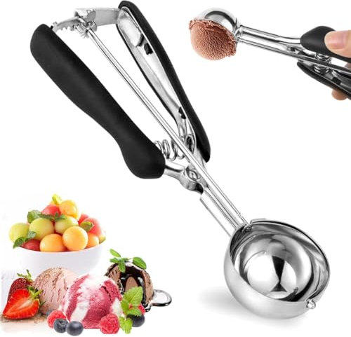 cuchara helado, Cuchara para helado de acero inoxidable, 5 cm, cuchara porcionadora para helado, porcionador de bolas de helado, para helado, masa de pastel, melón, albóndigas, galletas