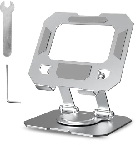 Soporte para Tableta, Soporte de Acero Al Carbono para Ipad, Rotación de 360°, Plegable, Altura Ajustable, Con Almohadilla de Silicona Antideslizante, para Ipad y Teléfonos Móviles de 4 a 12 Pulgadas