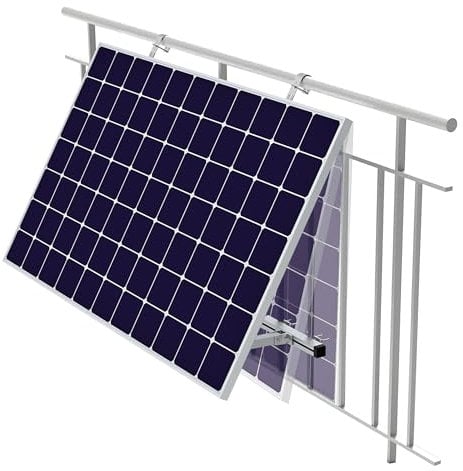 SCHWAIGER Supporto per ringhiera pannello solare con angolo regolabile, supporto pannello solare PV, set di montaggio senza foratura, alluminio, resistente alle intemperie, argento