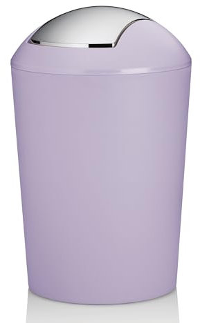 kela Marta - Poubelle de salle de bain - Avec couvercle basculant - En plastique - Violet pastel mat - 5 l