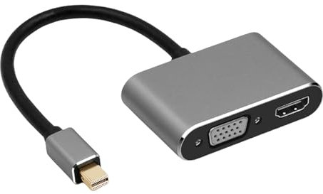 Pitadue Adaptador DisplayPort a HDMI VGA de doble salida 4K1080P Convertidores de aluminio para ordenadores portátiles, monitores, proyectores, DisplayPort a HDMI, adaptador VGA