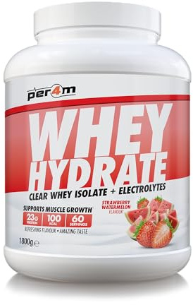 Per4m Whey Hydrate | 23g Whey Isolate & Aquamin Electrolytes | Muscle Growth & Hydration | Clear, Refreshing & Low in Sugar | 60 Serving (1.8kg, Strawberry Watermelon)