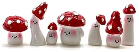 NONDK 7Pcs Mini Mushrooms for Crafts Little Fairy Garden Mushrooms Tiny Resin Mushroom Decor Mushroom Miniatures Statue Set Kit