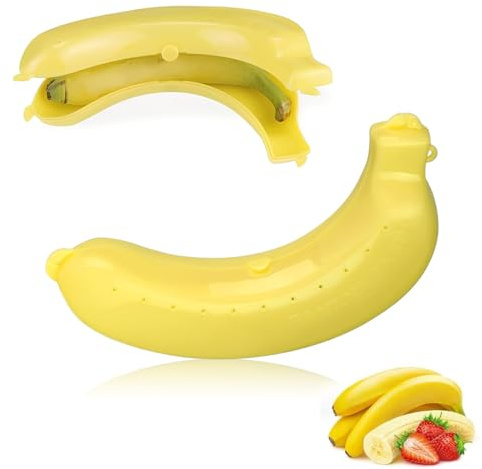 Bananenbox, Bananendose, Bananen, Spülmaschinenfest, Freier Bananenschutz für Unterwegs, Stabile Bananendose mit Sicherem Verschluss für Flexible und Platzsparende Aufbewahrung, Gelb