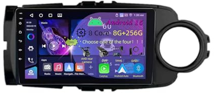 9 Zoll Doppel Din Android 15 Autoradio,für Toyota Yaris 2012 2013-2017,mit CarPlay Rückfahrkamera Lenkradsteuerung Bluetooth GPS Navigation FM Digitalradio WiFi(C2 3+32G)