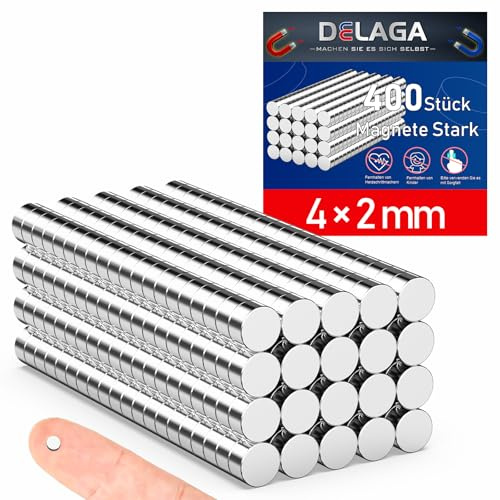 400 Stück Magnete, Kleine Magnete 4x2mm Magnet | Mini Magnete für 3D-Druck, Vorrichtungsbau, Bauteilpositionierung und Laboranwendungen