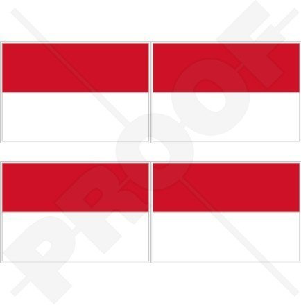MONACO Flagge Monte Carlo 50mm Auto & Motorrad Aufkleber, x4 Vinyl Stickers