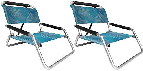 Neso 2 confezioni di sedie da spiaggia resistenti all'acqua leggere tracolla e tasca per scivolare - pieghe sottili (Aqua Fronds)