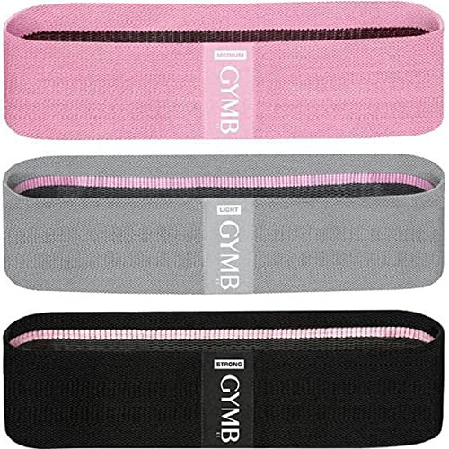 Gymbee Bandes de résistance pour fessiers, cuisses et jambes – Ceinture antidérapante en tissu pour salle de sport et fitness à domicile, yoga, pilates, homme/femme – 3 niveaux