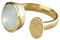 Vurmashop Ring mit Aquamarin-Stein in 18-karätigem Gold für Damen, natürlicher Halbedelstein, Aqua-Chalcedon, Gold, Aqua-Chalcedon