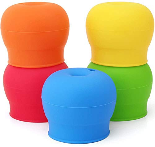 Tapas de taza de silicona de 5 piezas con diseño de elefante encantador Tapas para niños de silicona a prueba de derrames (Style-8)