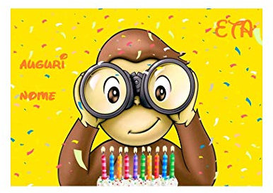Sfondo Fotografico Curioso Come George Compleanno Decorazioni Banner Photo Studio Form. 70X100 Personalizzata Decorazione. Cartoni Animati