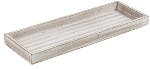 URBNLIVING Wooden Grey Distressed Shabby Chic Candle Light Tray Holder Table Setting Decoration