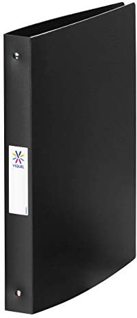 Viquel - Carpeta flexible A4 MAXI con etiqueta en el lomo, 4 anillas, lomo de 3,5 cm, para documentos A4, color negro
