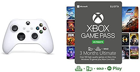 Xbox Wireless Controller – Robot White & Game Pass Ultimate | 3 Month Membership | Xbox / Win 10 PC - Download Code