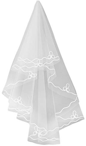 GUMEI Hochzeitsschleier Minimalistische Einschichtige Frauen Langer Weißer Hochzeitsschleier Wasserlösliches Mesh-Garn Wellenförmige Bandbesatz Kathedrale Brautschleier Ohne Kamm