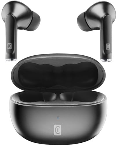 cellularline - Flick - Cuffiette Auricolari Bluetooth 5.0 HiFi Stereo con Custodia di Ricarica - Autonomia Totale di 20 Ore - Ricarica 2 Ore - Portata 10 Mt - Universale - Nero