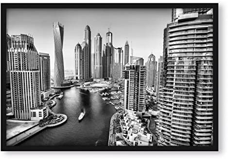 Pixxprint Dubai Metropole, Poster im Bilderrahmen, Format: 100x70cm, Kunstdruck gerahmt