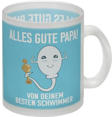 Alles gute Papa von deinem besten Schwimmer Glas Tasse zum Vatertag witzige versaute Kaffeetasse mit Spermium für den Vatertag als Geschenkidee für Väter mit Humor Glas Tasse