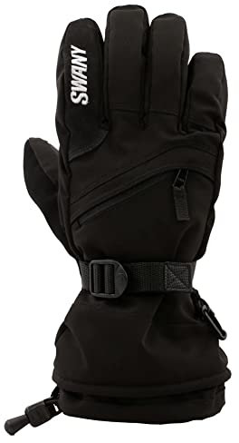 Swany X-Over 2.2 Herren-Handschuhe, warm, langlebig, isoliert, schnelltrocknend, verstellbar, flexibel, Wintersporthandschuhe mit Utility-Wärmetasche, Schwarz, Größe M