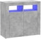 vidaXL Sideboard mit LED-Leuchten Kommode Anrichte Schrank Beistellschrank Mehrzweckschrank Standschrank Flurschrank Betongrau 80x35x75cm