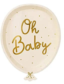 18 PIATTI DI CARTA per feste e cerimonie di ogni genere 18 piattini stoviglie monouso per compleanni ricorrenze ed eventi (Palloncino Oh Baby)