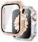 Fullife Confezione da 2 pellicole protettive per schermo compatibili con Apple Watch 44 mm iWatch Serie 6/5/4/SE (2023-2020), custodia protettiva in vetro temperato con strass (oro rosa/trasparente)