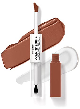 Wet n Wild Megalast Lock n' Shine, Dual-Ended Lip Color and Clear Gloss, Vitamin E and Jojoba Oil Enriched Formula, Lotus Petal Shade