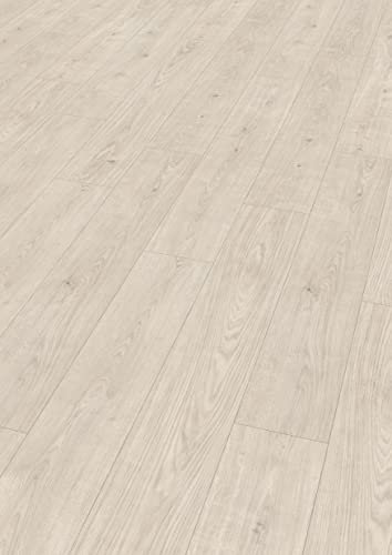 Egger Designboden GreenTec ED7000 Berdal Eiche Weiss (7,5mm, 1,995m²) | authentische Holzoptik | Einfache Verlegung durch Klicksystem | Robust & strapazierfähig