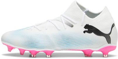 PUMA Future 7 Match FG/AG, Soccer Shoe Uomo, White Black-Poison Pink, 42.5 EU