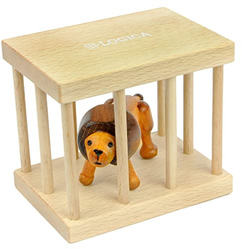 Logica Spiele Art. Löwe im Käfig - Geduldspiel aus Holz - Schwierigkeit 4/6 Extrem