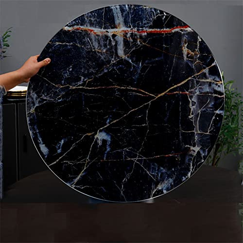 XFAK Tische Glasplatte Tischplatte 60cm 70cm 80cm 90cm 100cm Rund Gehärtetes Glas Scheibe Bodenplatte Mit Marmormuster, 8mm (Color : D, Size : 32in/80cm)