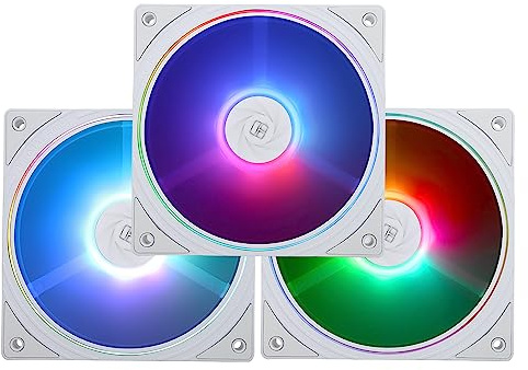 Thermalright Ventilador de CPU TL-S12W-S X3, ventilador PWM de carcasa PWM, efecto de luz de apertura fina, conector PWM de 4 pines, ordenador con efectos de luz ARGB, velocidad de 1500 rpm