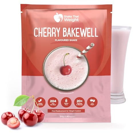 Shake That Weight 1x Diet Shake - Cherry Bakewell - Meal Replacement Plan for Weight Loss - Very Low-Calorie Diet - VLCD - High Protein, Lactose Free, Gluten Free, Low Sugar, Vegan Friendly