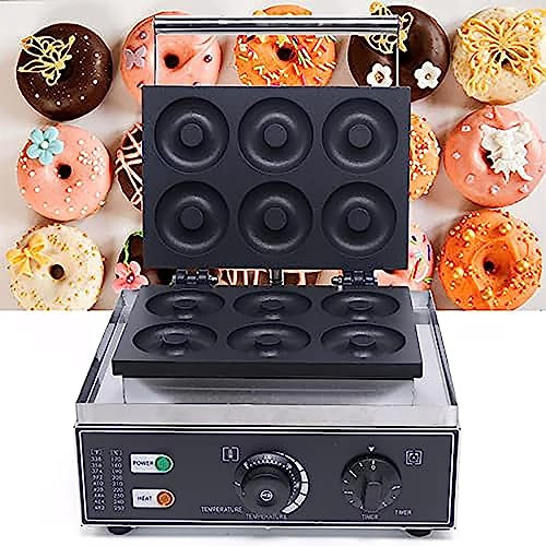 MAXCBD Commercial 6 Holes Electric Donut Maker 1550W Non-stick Doughnut Machine with Double-Sided Heating Donut Maker Machine for Home Commercial Use