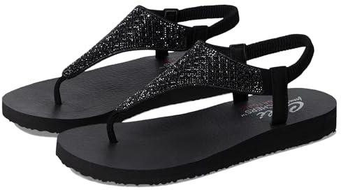 Skechers Women's Cali Meditation Rockstar, Black Mitobuck Rhinestone Trim, 40 EU