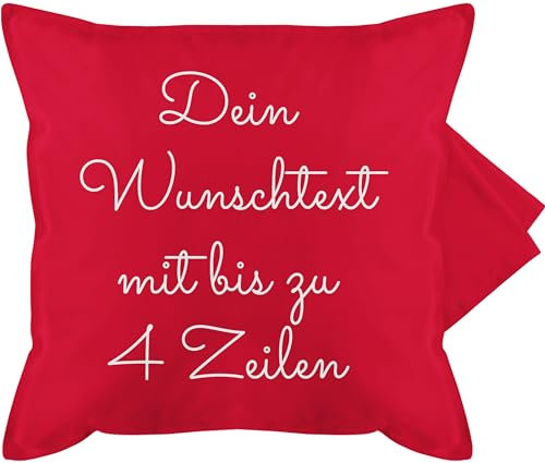 Kissenbezug - Aufdruck selbst gestalten - Wunschtext I Geschenk personalisiert - 50 x 50 cm - Rot - Kissen Personalisieren Text namenskissen personalisierte Bedrucken kuschelkissen selber Schrift