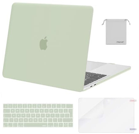 MOSISO Compatible with MacBook Pro 13 inch Case M2 M1 2025 2024-2016 A2338 A2289 A2251 A2159 A1989 A1706 A1708, Plastic Hard Shell Cover &Keyboard Skin&Screen Film&Pouch, Sage Green