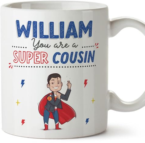 MUGFFINS Personalised Mug for Cousin - in English - You are Super! - Funny Custom Gift - Ceramic 11oz Mug