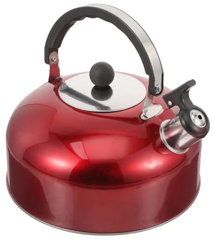 Cabilock Bouilloire À Thé Sifflante 4L Cuisinière Théières En Acier Inoxydable Théière Sifflante Bouilloire Rouge Théière D'eau Bouillante Pot D'eau Pour L'eau