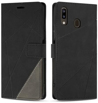SONWO Case for Samsung Galaxy A20e, Premium PU Leather Flip Wallet Case Cover with Magnetic Closure and Card Slots, Phone Case for Galaxy A20e, Black