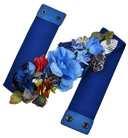CALLARON Cinturón Elástico De Flores Para Mujer Diseño Floral Fashionable Talla Para Fiestas y Eventos Color Azul